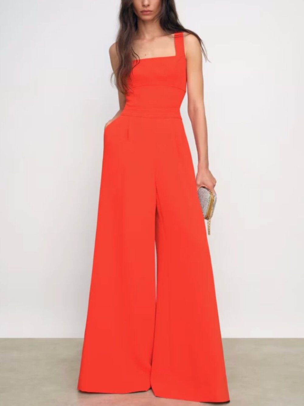 Reiss Bright Red Wide-Leg Jumpsuit